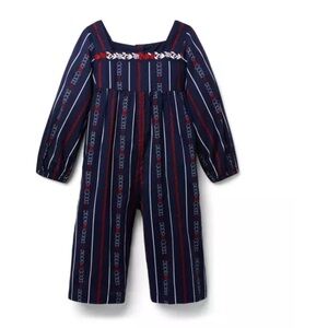 NWT $77 Janie & Jack Embroidered Wide Leg Jumpsuit size 6